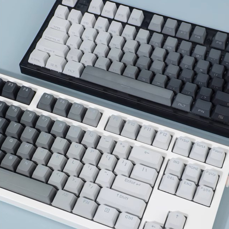 Keycaps Pbt Double Shot 104 Keys - คีย์บอร์ดไล่ระดับสีอายแชโดว์สีแบบ Dark shots PBT Grey สำหรับคีย์บอร์ด87