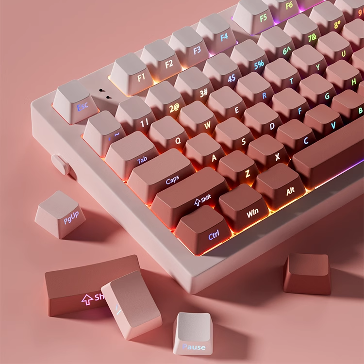 Keycaps Pbt Double Shot 104 Keys - คีย์แคปโปรไฟล์ OEM แบบไล่เฉดสี พิมพ์ด้านข้าง สำหรับคีย์ Enter