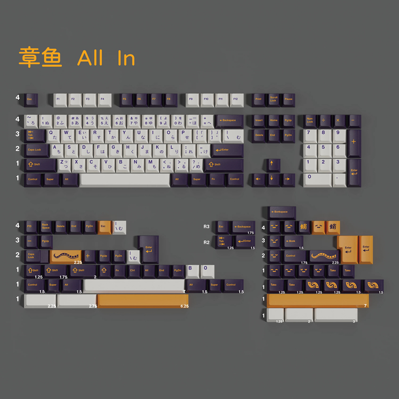 Keycaps Cherry Profile Pbt - 1 ชุด GMK Tako Keycaps PBT
