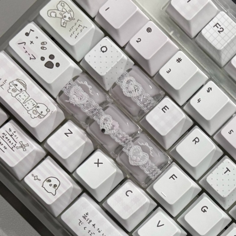 Keycaps Artisan Resin Handmade - คีย์แคปงานฝีมือรูปโบว์ลูกไม้รูปหัวใจ XDA Profile น่ารัก ทำจากเรซิน สำหรับคีย์บอร์ดกลไกแบบ