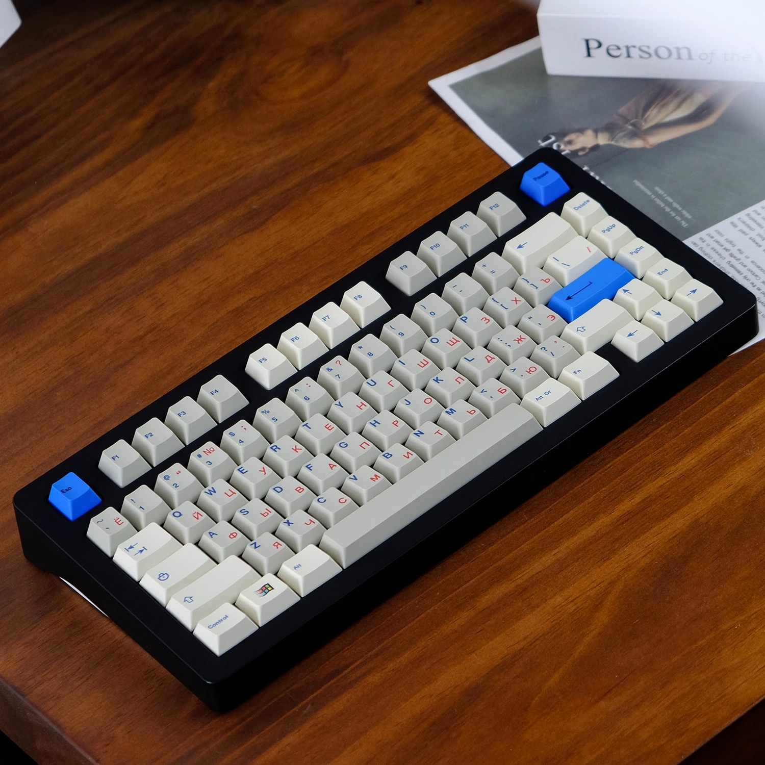 Keycaps Cherry Profile Pbt - 1ชุด gmk หมวกแก็ปแบบย้อนยุคสีเทาสีขาวสีฟ้าสีแดงสีแดงซิริลลิกหมวกกุญแจการระเหิดหมึกพิมพ์เชอร์รี่โปรไฟล์คีย์บอร์ดรัสเซียกันแสง