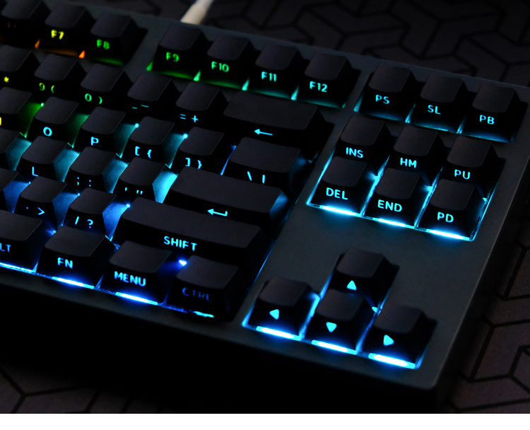 130 คีย์สีดําด้านข้าง Backlit  - Keycaps Oem Profile 87 Keys บทวิจารณ์และราคา