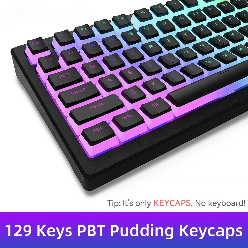 2025 พุดดิ้ง PBT Keycaps 129 ค - Keycaps Translucent Pudding Rgb บทวิจารณ์และราคา